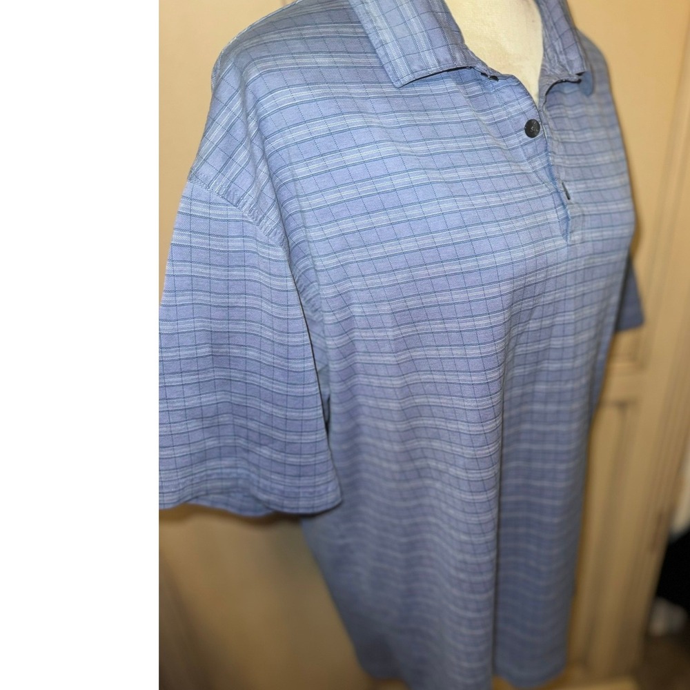 Nike Golf Mens XL Blue Grey Grid Pattern Short Sleeve Polo Shirt